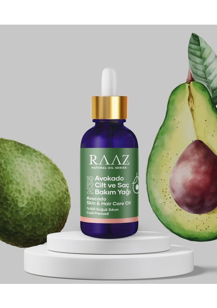 N 35 Avokado Cilt ve Saç Bakım Yağı 50 ml %100 Saf Doğal Yağ Avocado Skin And Hair Care Oil