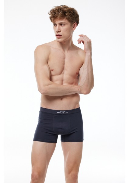 Erkek Beyaz Lacivert Füme 3 Lü Pamuk Elastan Boxer 3M075