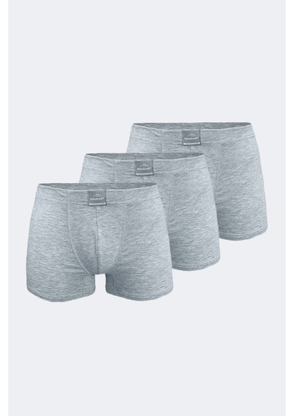 Erkek Gri 3 Lü Pamuk Elastan Boxer 3M074