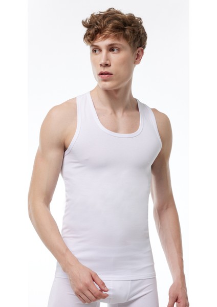 Beyaz 2 Li Ekonomik Paket Erkek Boxer Cotton Atlet 094