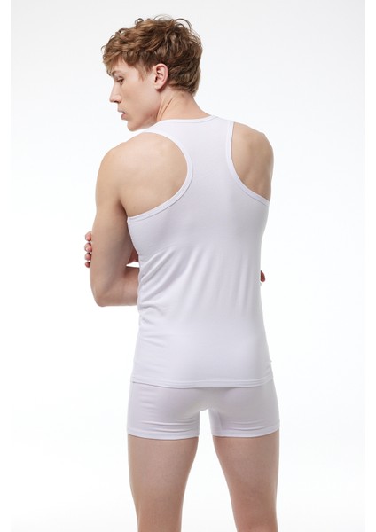 Beyaz 2 Li Ekonomik Paket Erkek Boxer Cotton Atlet 094 modelleri