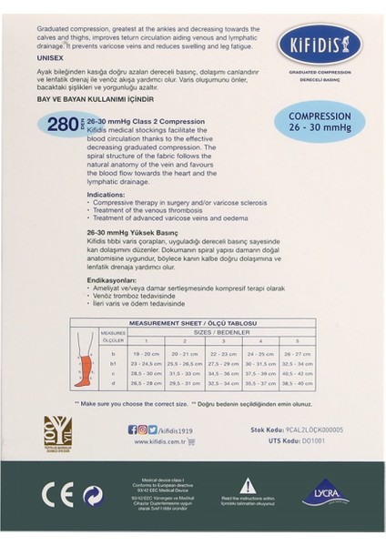 Kifidis 280 Den. 26-30 Mmhg Dizaltı Mikrofiber Burnu Açık Bej / Beige - M