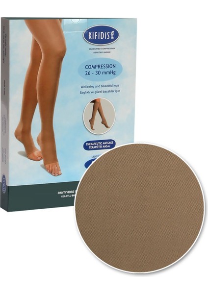 Kifidis 280 Den. 26-30 Mmhg Dizaltı Mikrofiber Burnu Açık Bej / Beige - M