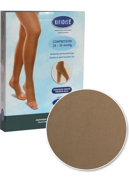 Kifidis 280 Den. 26-30 Mmhg Külotlu Mikrofiber Burnu Açık Bej / Beige - Xl