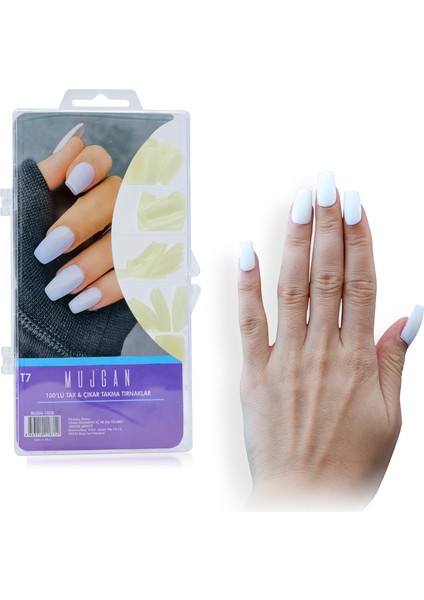100'LÜ Beyaz Takma Tırnak T7 Mujgan