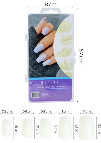 100'LÜ Beyaz Takma Tırnak T7 Mujgan fiyatları