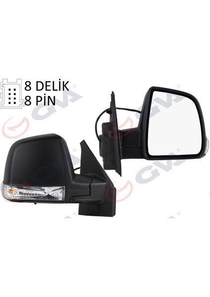 Diş Dikiz Aynasi Sağ Doblo 11 Elektrikli Sinyalli Siyah Kapakli Tek Cam Konveks 8 Fiş VM-668EHR