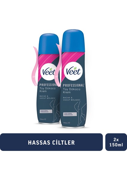 Professional Tüy Dökücü Krem Sprey Bacak&Vücut Bölgesi Hassas Ciltler 150ml x2