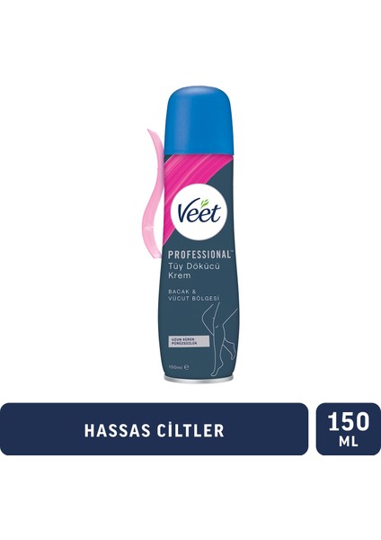 Professional Tüy Dökücü Krem Sprey Bacak&Vücut Bölgesi Hassas Ciltler 150ml