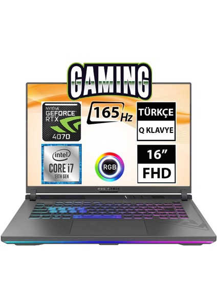 Rog Strix G16 G614JI-N3188A9 I7-13650HX 64GB 512SSD+1TBSSD RTX4070 16" Fullhd+ Freedos Taşınabilir Bilgisayar