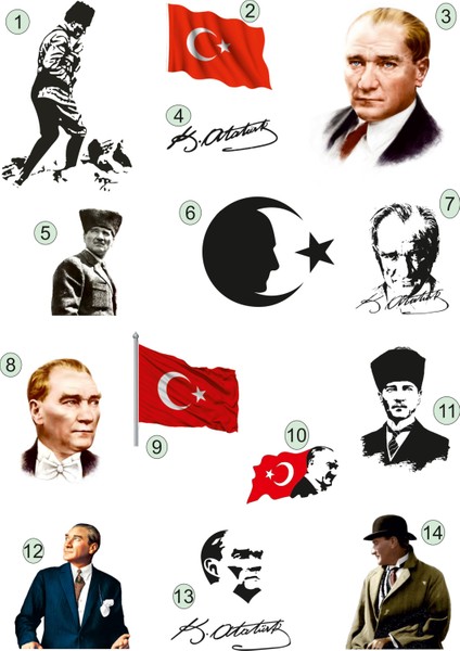 Lilya Sticker Atatürk 3D Kabartmalı 5'li Sticker Seti