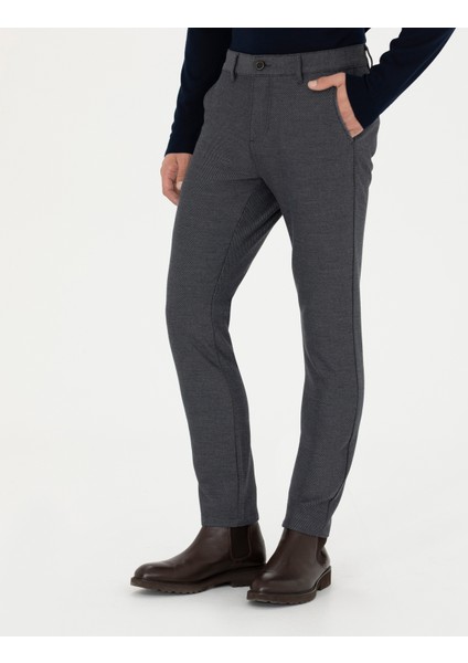 Erkek Lacivert Slim Fit Kanvas Pantolon 50278472-VR033