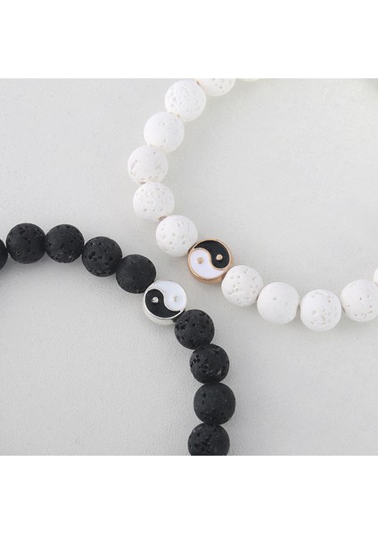 Yin Yang Balık Beyaz Çam Siyah Buzlu Boncuk Bileklik - Siyah Beyaz (Yurt Dışından) fırsatları