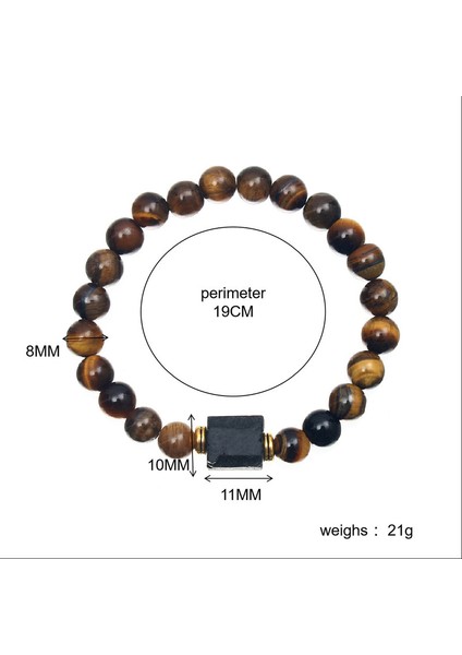 Doğal Taş Kaplan Gözü Mıknatıs Turmalin Erkek Bileklik - Siyah (Yurt Dışından)