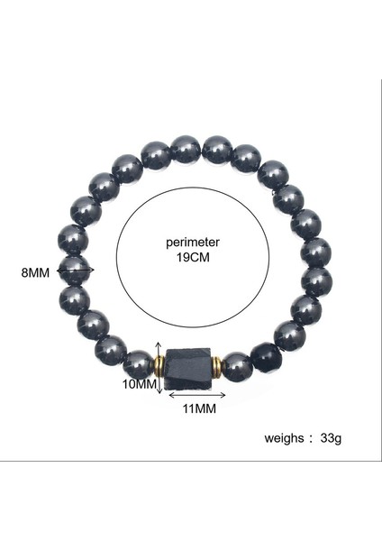 Doğal Taş Kaplan Gözü Mıknatıs Turmalin Erkek Bileklik - Siyah (Yurt Dışından)