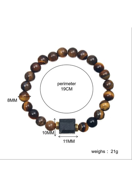 Doğal Taş Kaplan Gözü Mıknatıs Turmalin Erkek Bileklik - Siyah (Yurt Dışından) modelleri