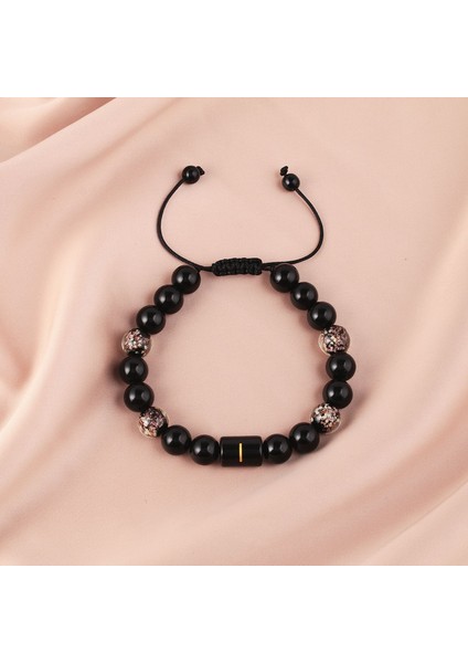 Sırlı Boncuklu Erkek Bileklik - Siyah (Yurt Dışından)