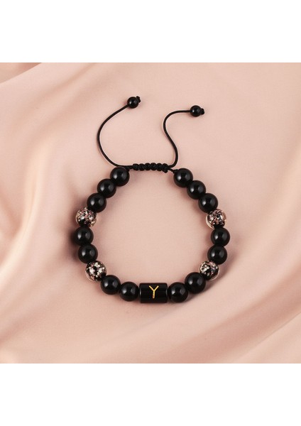 Sırlı Boncuklu Erkek Bileklik - Siyah (Yurt Dışından)