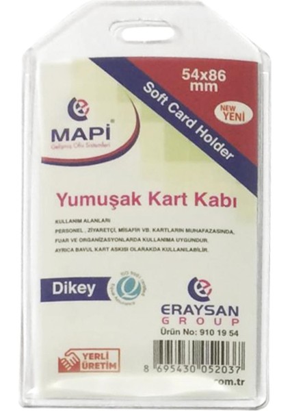 Mapi Yumuşak Kart Kabı 55X85MM Dikey 50'li -Yerli