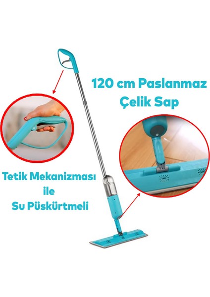 Ev Ofis Işyeri Cam Duvar Parke Yer Zemin Silme Temizleme Püskürtmeli Su Hazneli Mop fiyatları