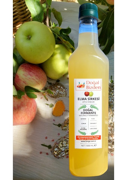 Doğal Elma Sirkesi Doğal Fermantasyon Yumuşak İçim Pet 1 lt
