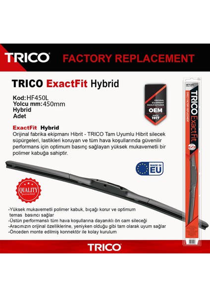 Exactfıt Hybrıd Tek Silecek 450MM