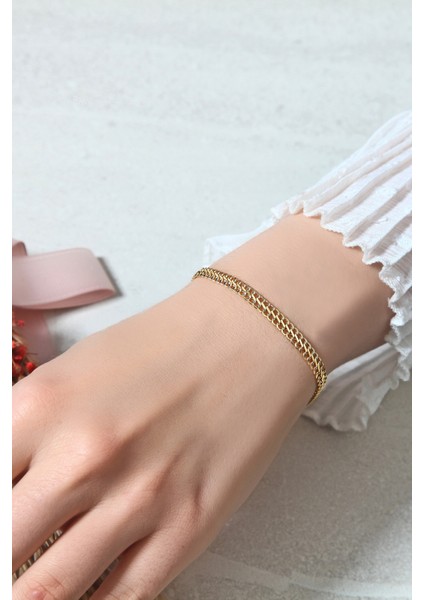 14 Ayar Altın Orta Kalın Viyana Zincir Bileklik