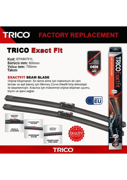 Exactfıt Takım Silecek Seti 800/750MM
