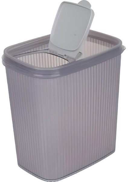 T.concept Plastik Erzak Kabı, Saklama Kabı, Pratik Kapaklı 2.5 Litre Gri Renk