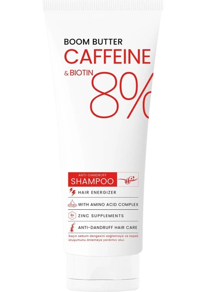 Boom Butter Caffeine Biotine Yavaş Uzayan Kepeklenen Saçlar Için Şampuan 250 Ml