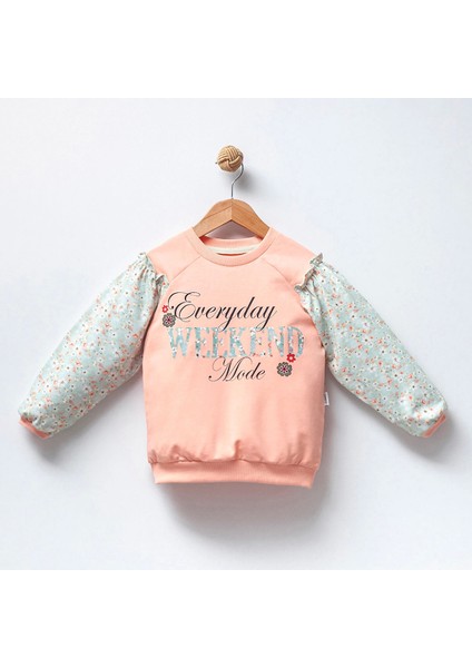 Jolbaby Fırfır Detaylı Baskılı Kız Çocuk Sweatshirt Bluz