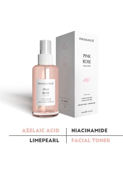 Pink Rose Facial Toner - Cilt Sebumu Dengeleyici Tonik Suyu 100 ml