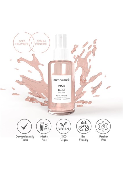 Pink Rose Facial Toner - Cilt Sebumu Dengeleyici Tonik Suyu 100 ml indirimleri