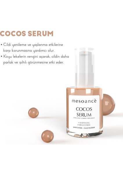 Cilt Serumu Niacinamide Leke , Eşitleyici Serum Cocos Dark Spot Corrector 30 ml
