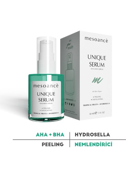 Cilt Serumu Leke - Akne Karşıtı Aha Ve Bha Içerikli Yenileyici Arındırıcı Serum Unique 30 ml