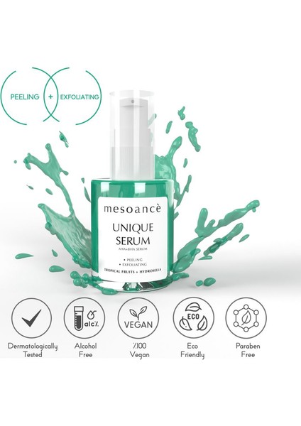 Cilt Serumu Leke - Akne Karşıtı Aha Ve Bha Içerikli Yenileyici Arındırıcı Serum Unique 30 ml