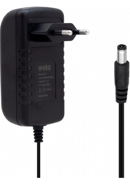 21 Volt - 1 Amper 5.5*2.5 Uçlu Şarjlı Matkap Adaptörü Yerli Üretim Adaptör Siyah