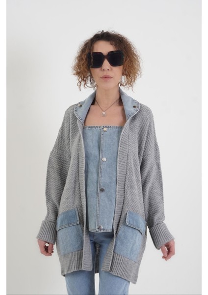 Gri Denim Detaylı Hırka fırsatları