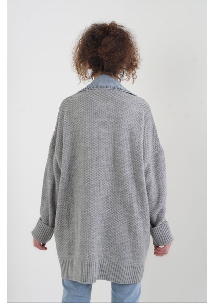 Gri Denim Detaylı Hırka indirimleri