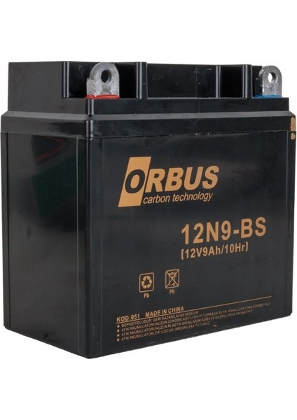 12N9-BS 12 V 9 Ah Asit Içinde Karbon Motosiklet Aküsü 1 Ah