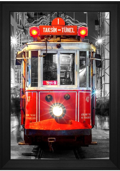 Taksim-Tünel Tramvay Motifli Kanvas Tablo