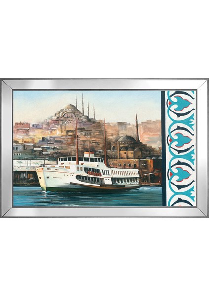 Istanbul ve Gemi Motifli Kanvas Tablo