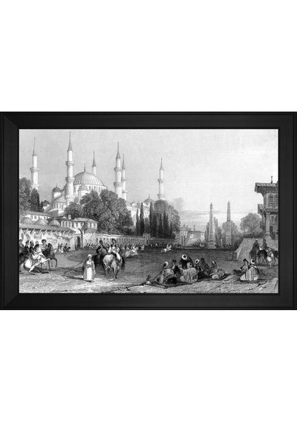 Eski Istanbul At Meydanı Motifli Kanvas Tablo