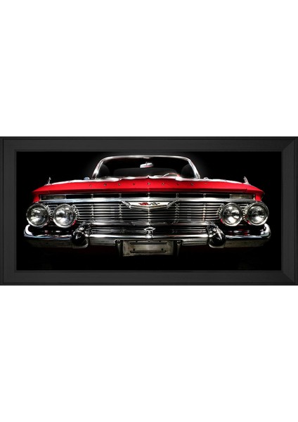 Kırmızı 1961 Chevrolet Impala Araba-2 Motifli Kanvas Tablo