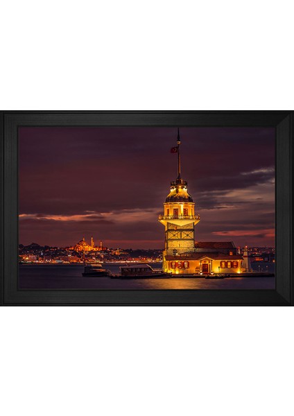 Kız Kulesi ve Gece Motifli Kanvas Tablo