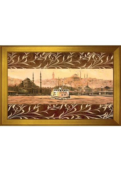 Istanbul ve Gemi Motifli Kanvas Tablo