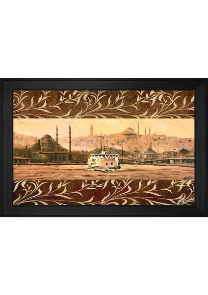 Istanbul ve Gemi Motifli Kanvas Tablo