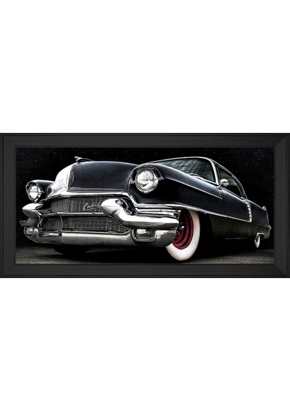 Siyah Cadillac Klasik Araba Motifli Kanvas Tablo