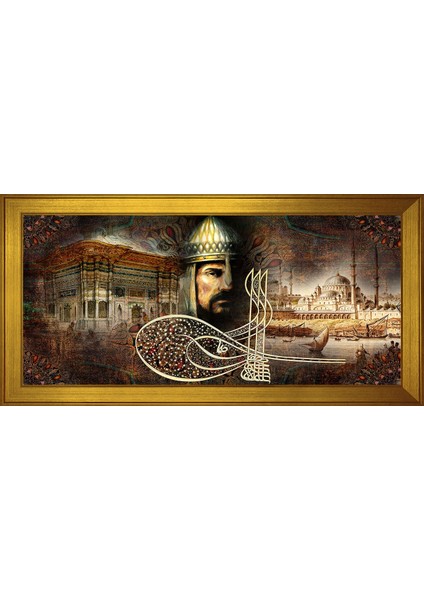 Fatih Sultan Mehmet ve Eski Istanbul Motifli Kanvas Tablo