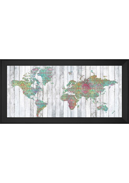 Harita Temalı Kanvas Tablo